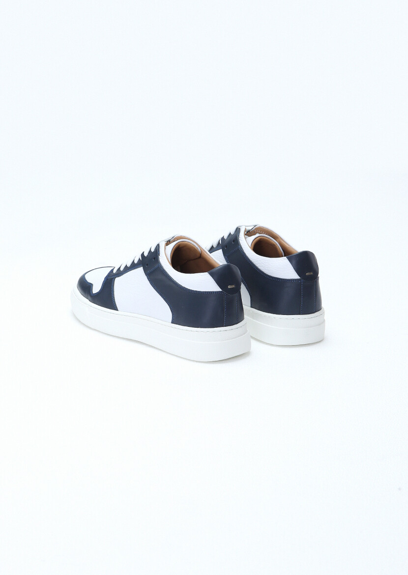 Navy Blue Leather Sneaker - 4