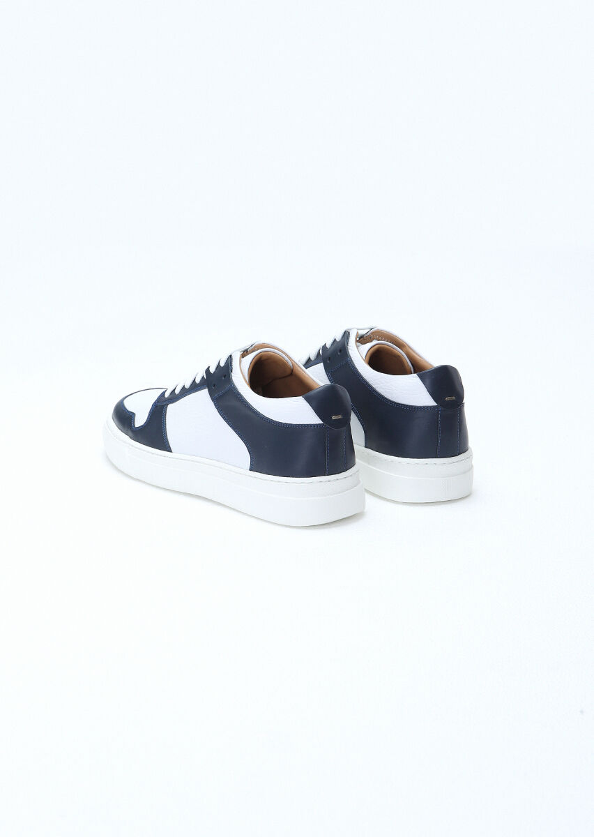 Navy Blue Leather Sneaker - 4