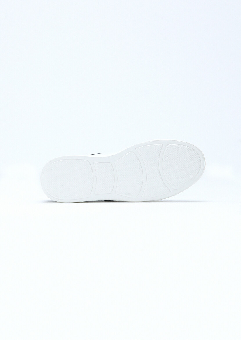 Navy Blue Leather Sneaker - 5