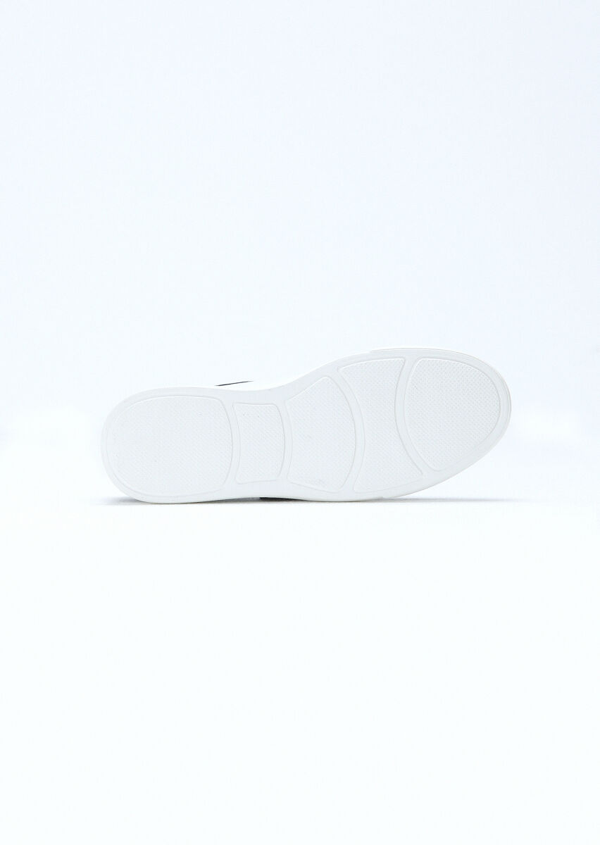 Navy Blue Leather Sneaker - 5