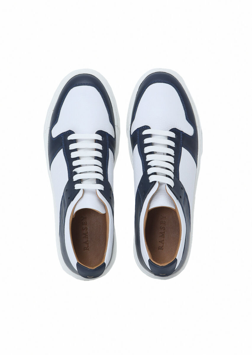 Navy Blue Leather Sneaker - 6