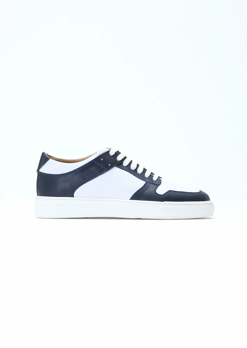 Navy Blue Leather Sneaker - 1