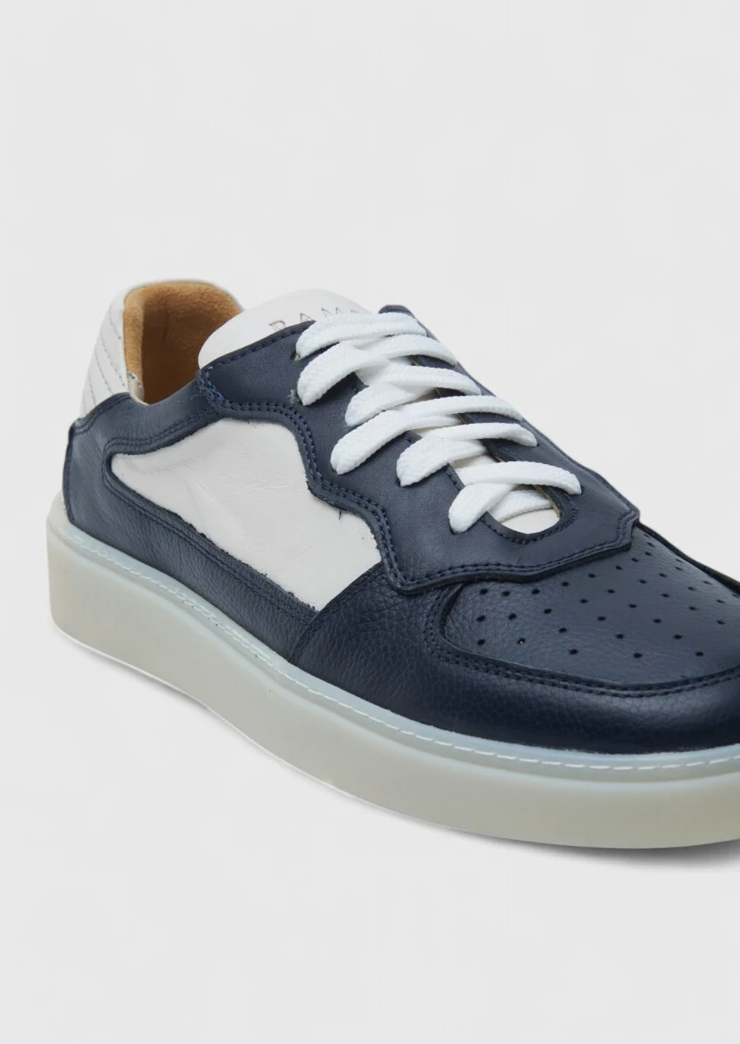 Navy Blue Leather Sneaker - RAMSEY