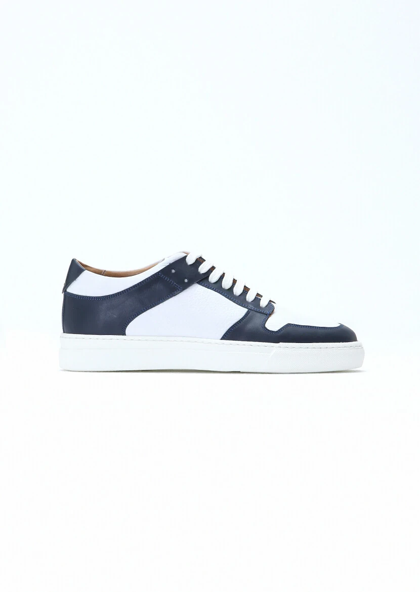 Navy Blue Leather Sport Sneaker - 1
