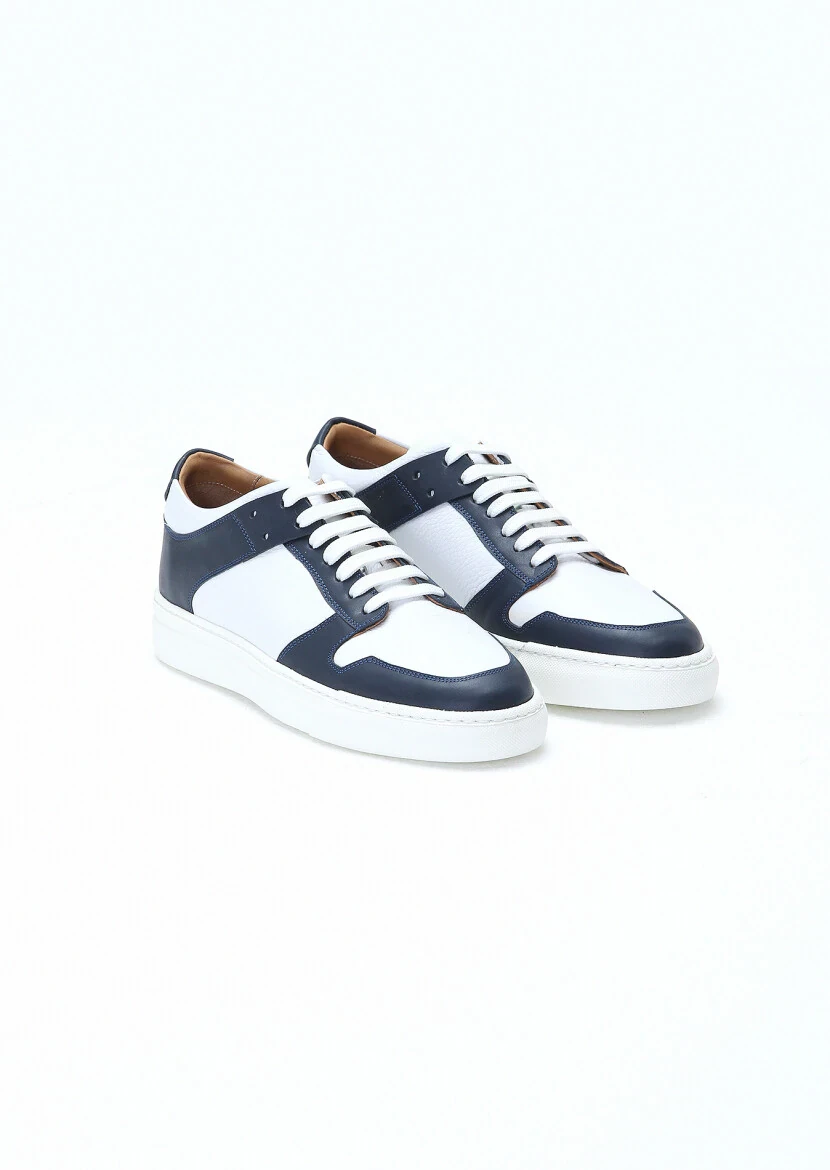 Navy Blue Leather Sport Sneaker - 2