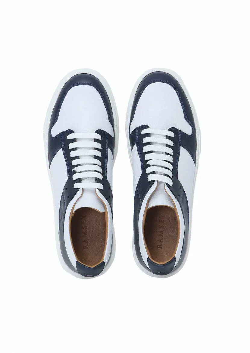 Navy Blue Leather Sport Sneaker - 6