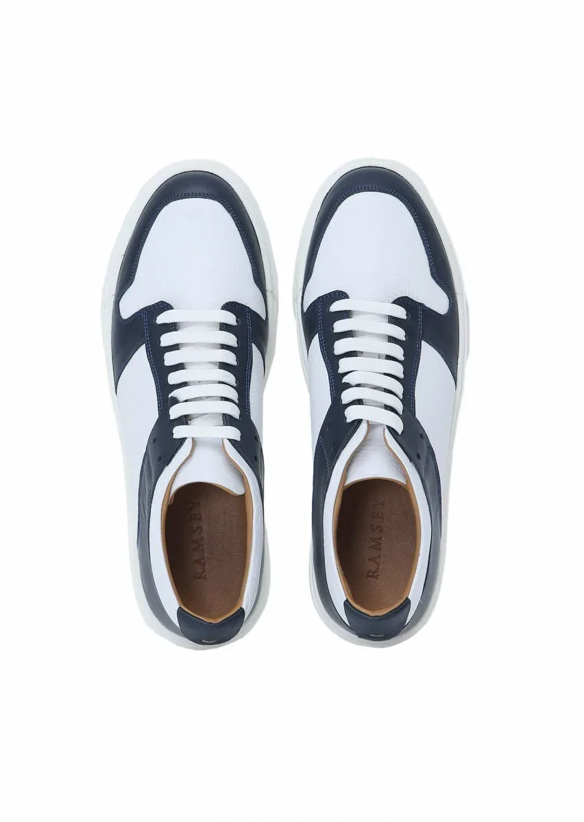 Navy Blue Leather Sport Sneaker - 6