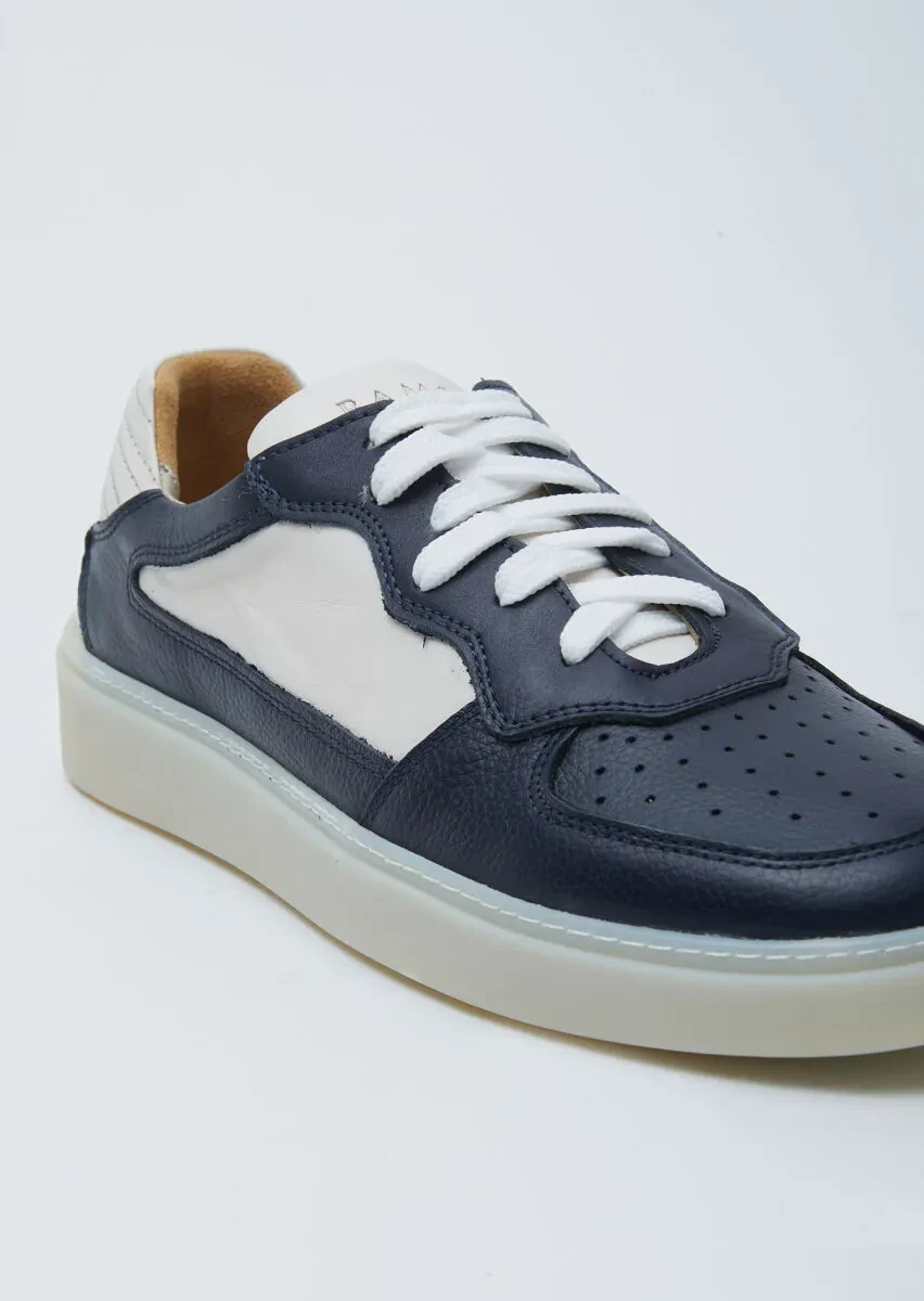 Navy Blue Leather Sport Sneaker - 2