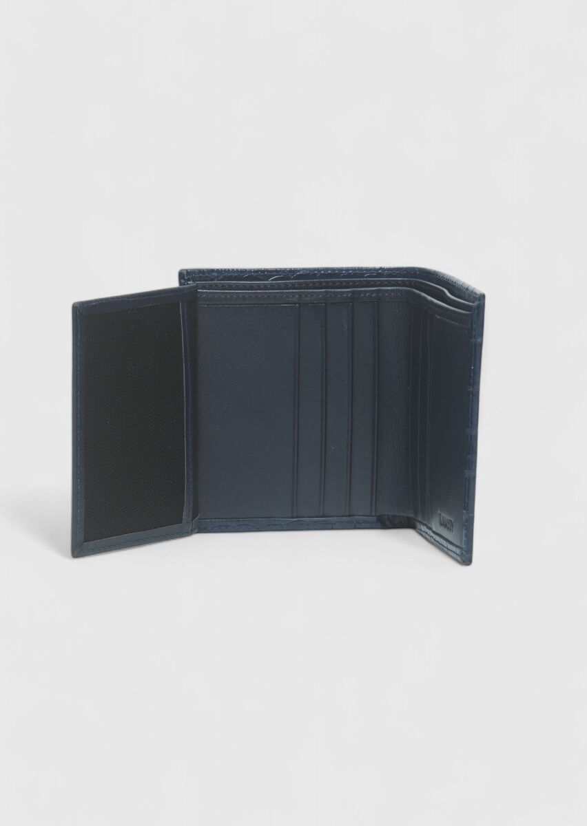 Navy Blue Leather Wallet - 4