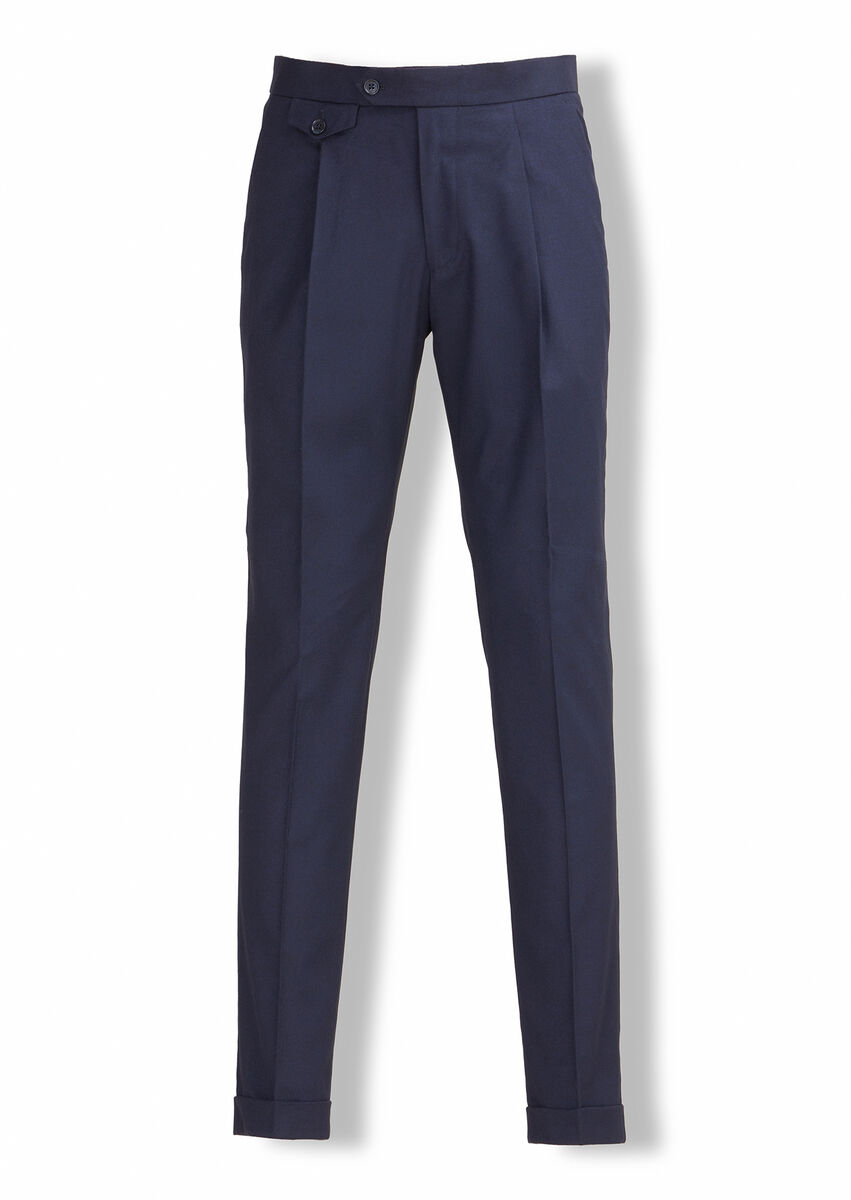 Navy Blue Material Modern Fit Classical Trousers - 1