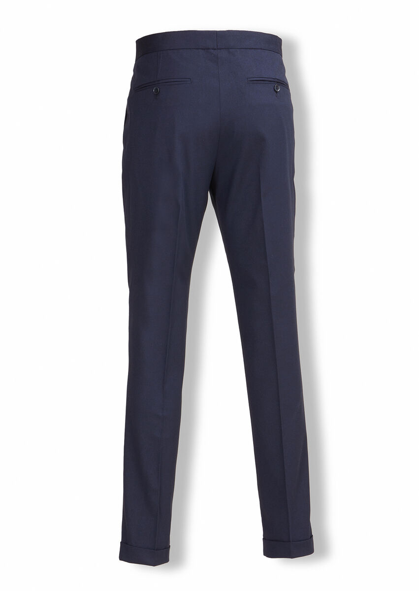 Navy Blue Material Modern Fit Classical Trousers - 3