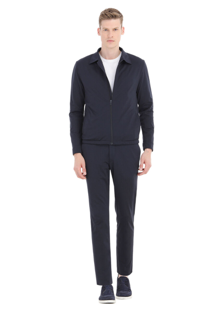 Navy Blue Micro Comfort Fit Suit - 1