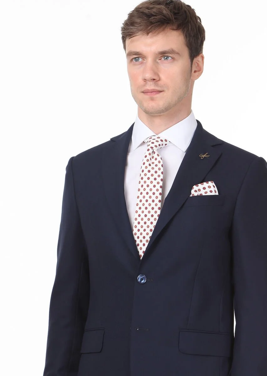Navy Blue Micro Modern Fit 100% Wool Suit - 2