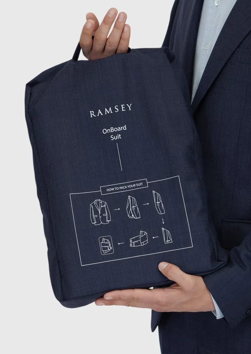 Navy Blue Micro Modern Fit 100% Wool Suit - 7