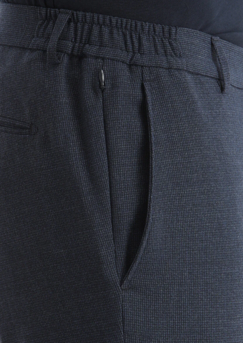 Navy Blue Micro Modern Fit Wool Blended Suit - 6