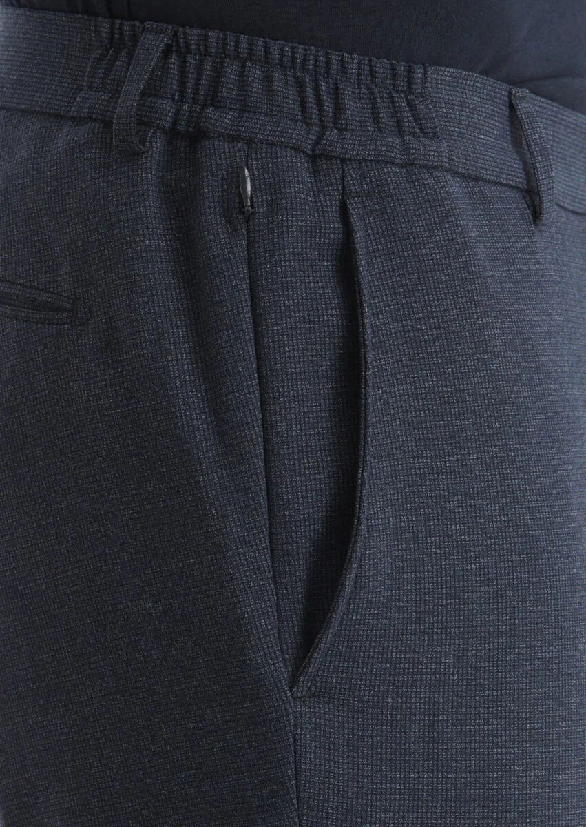 Navy Blue Micro Modern Fit Wool Blended Suit - 6