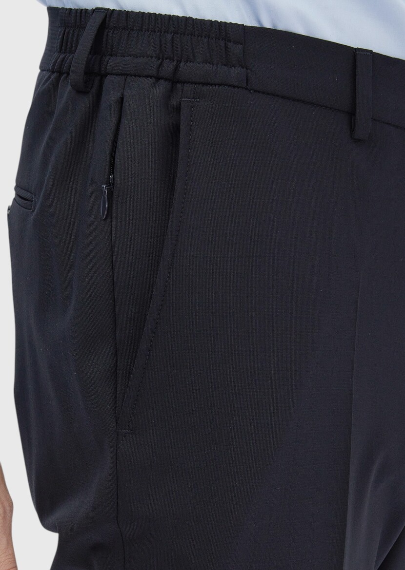 Navy Blue Micro Modern Fit Wool Blended Suit - 6