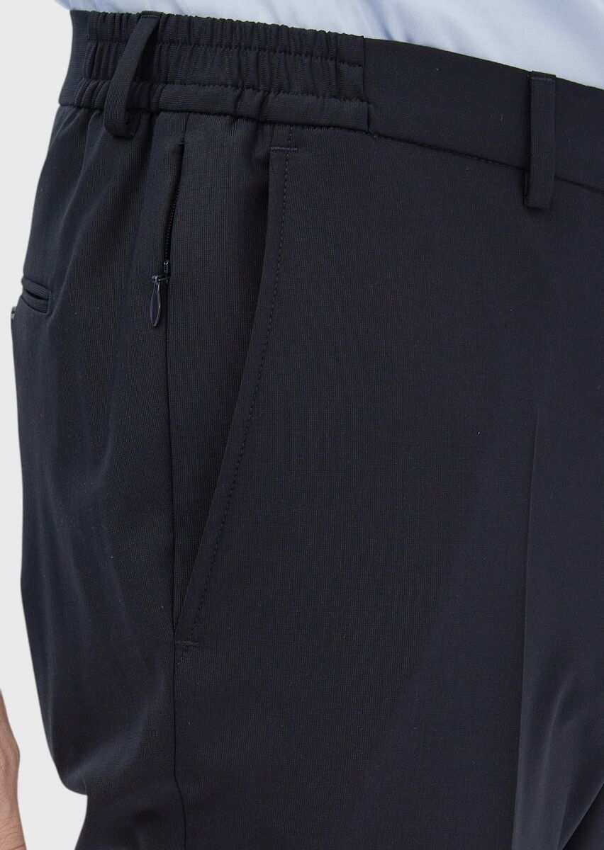 Navy Blue Micro Modern Fit Wool Blended Suit - 6