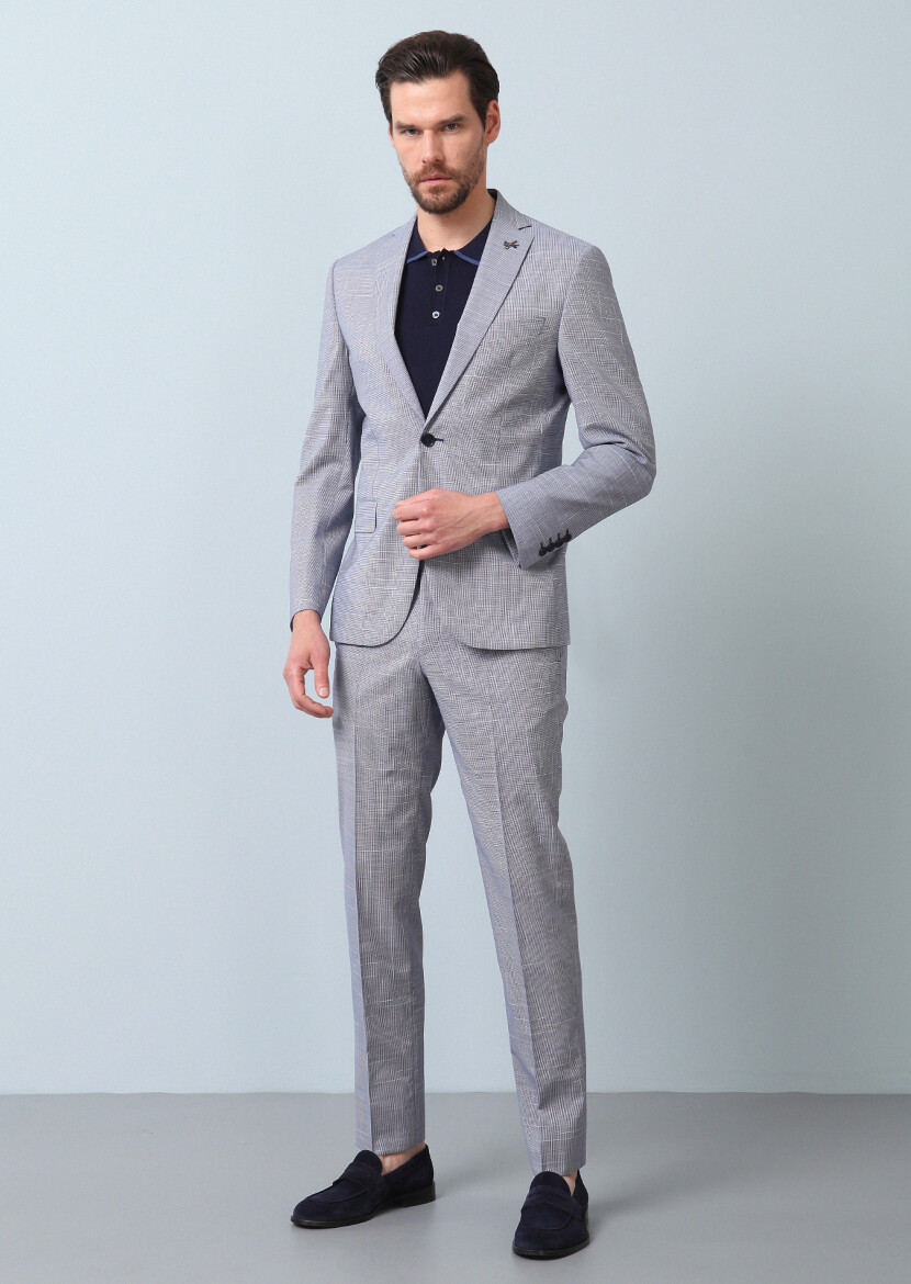 Navy Blue Micro Zeroweight Slim Fit 100% Wool Suit - 3