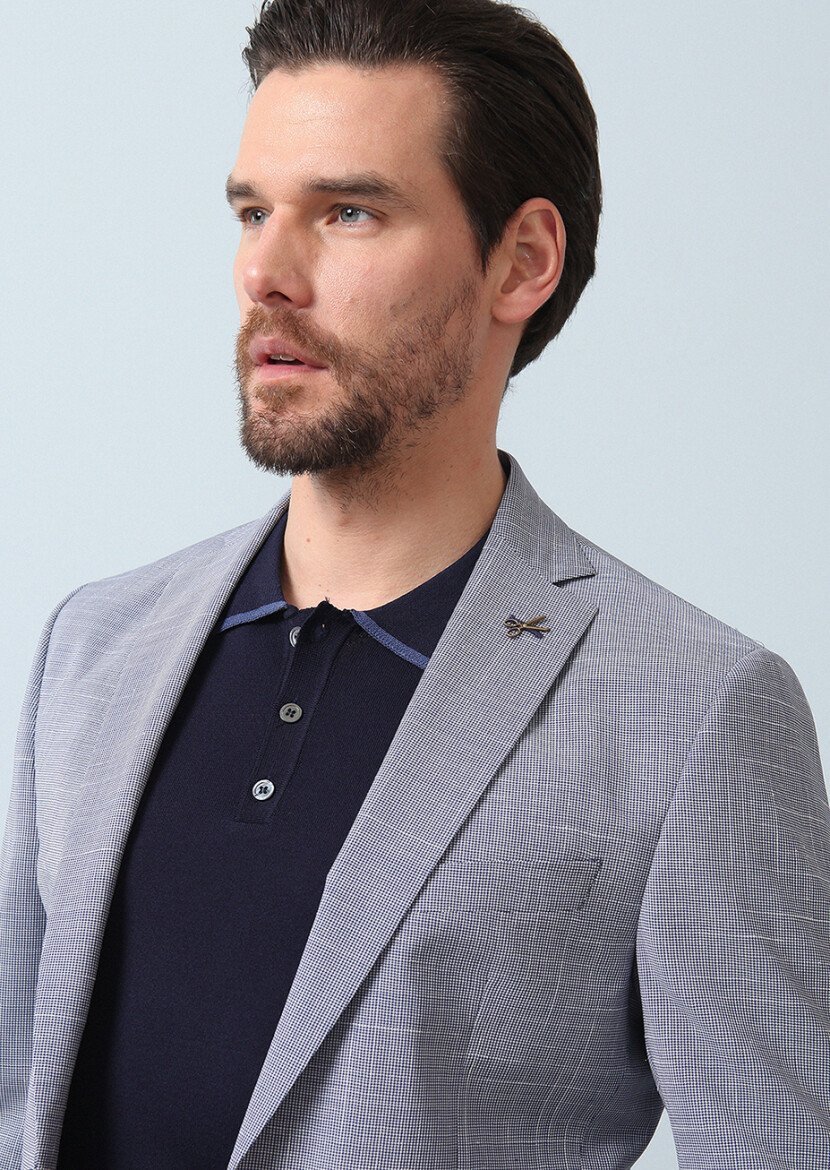 Navy Blue Micro Zeroweight Slim Fit 100% Wool Suit - 2