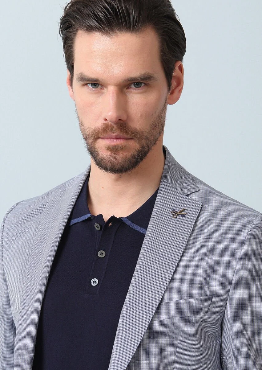 Navy Blue Micro Zeroweight Slim Fit 100% Wool Suit - 4