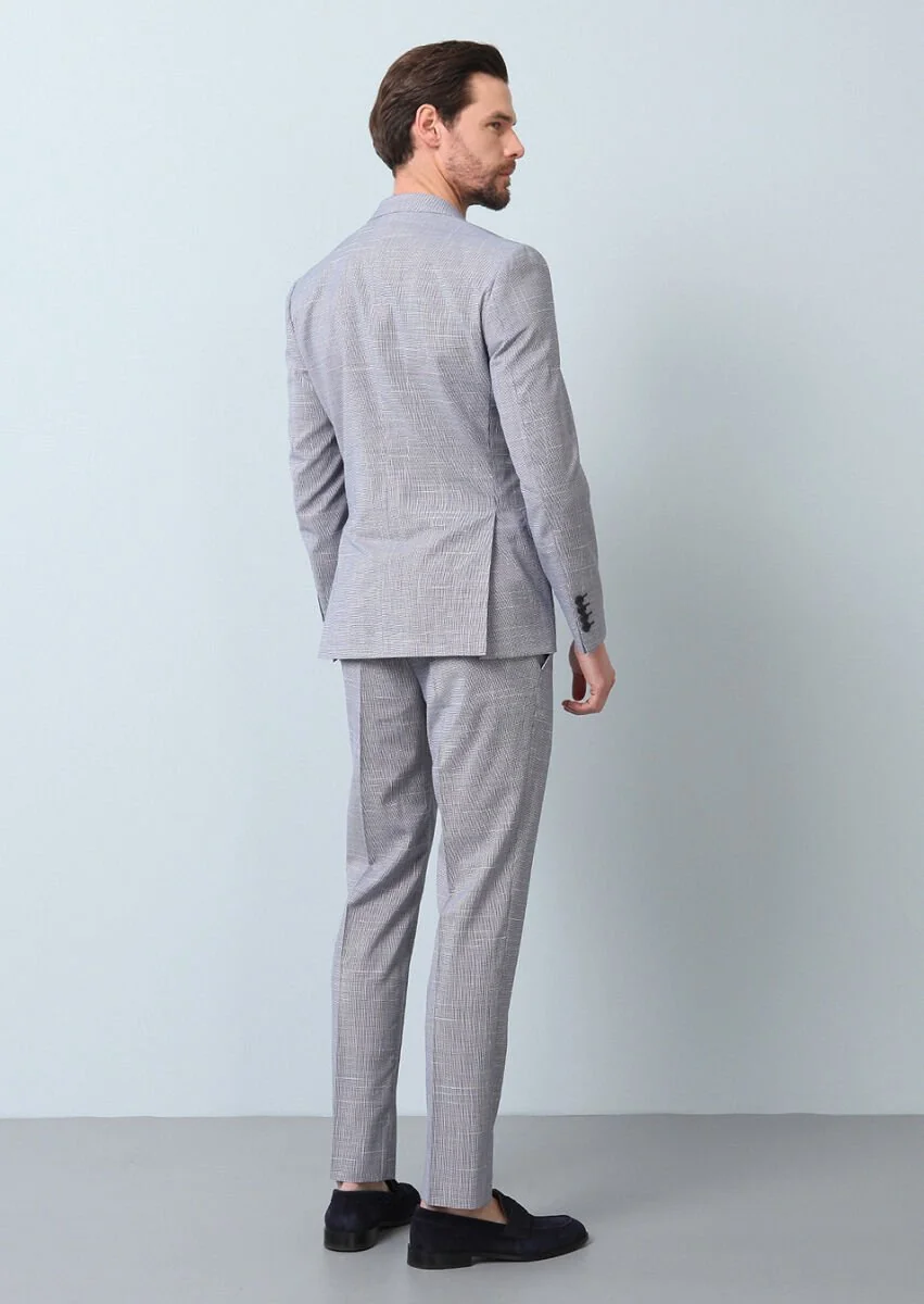 Navy Blue Micro Zeroweight Slim Fit 100% Wool Suit - 6
