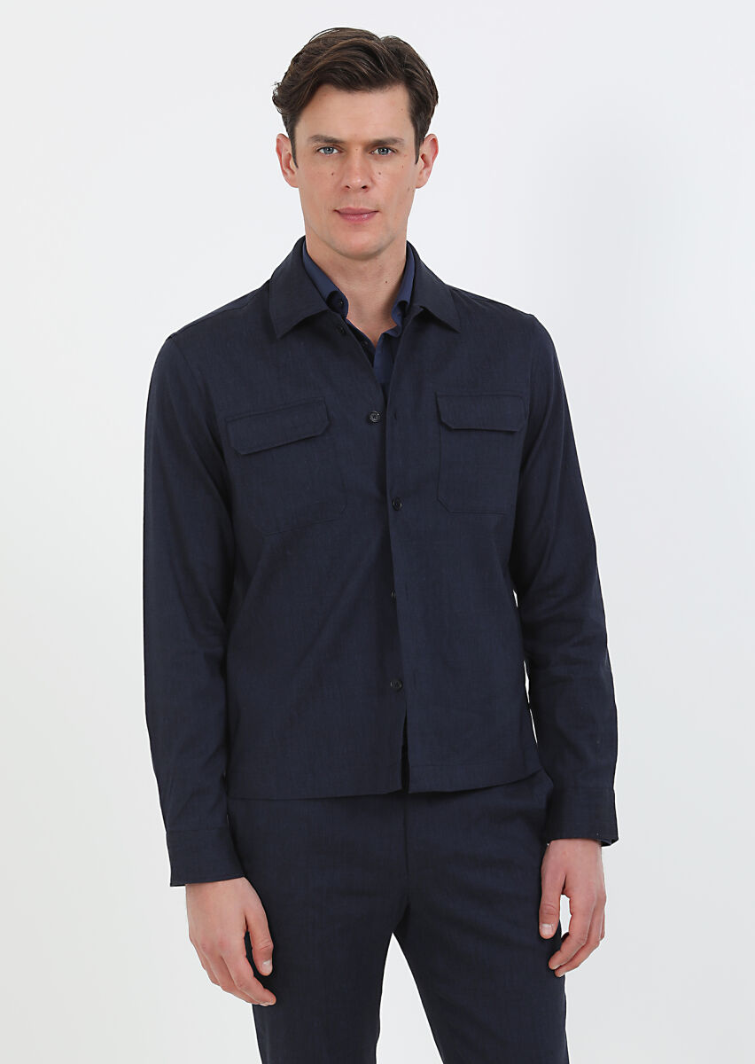 Navy Blue Overshirt - 2