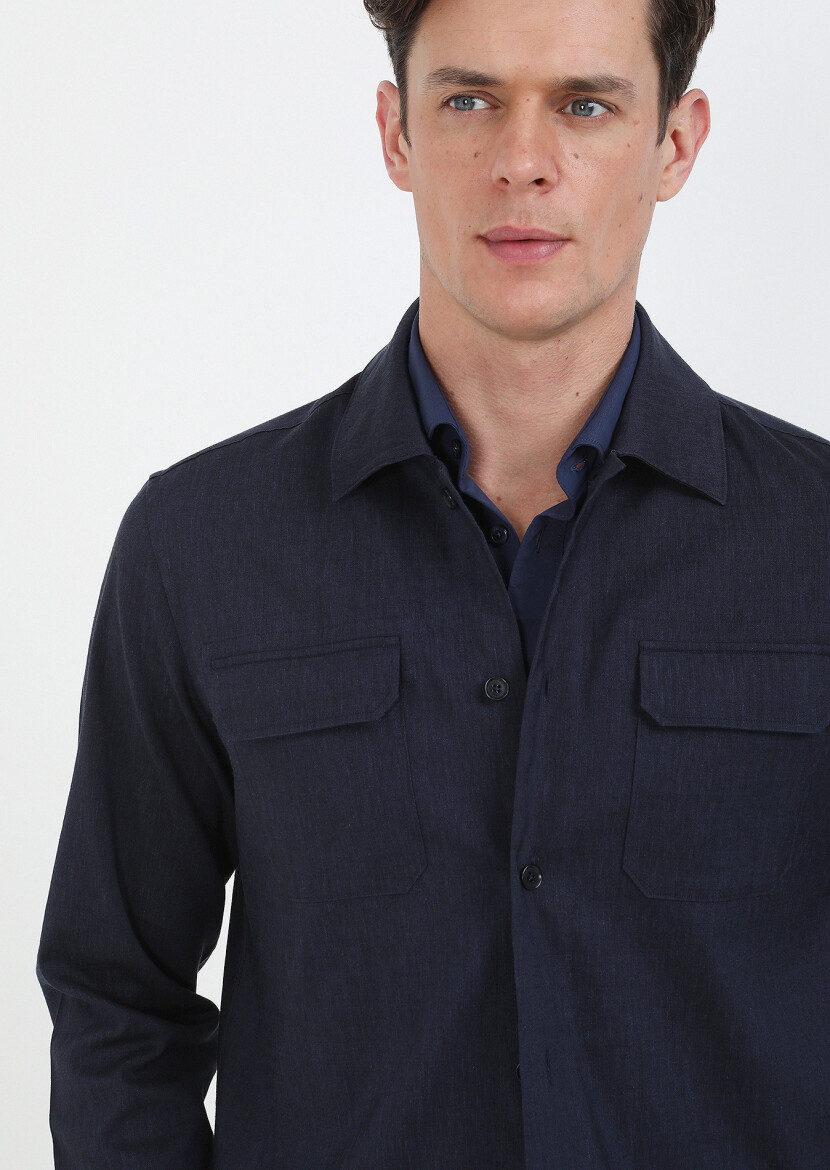 Navy Blue Overshirt - 3