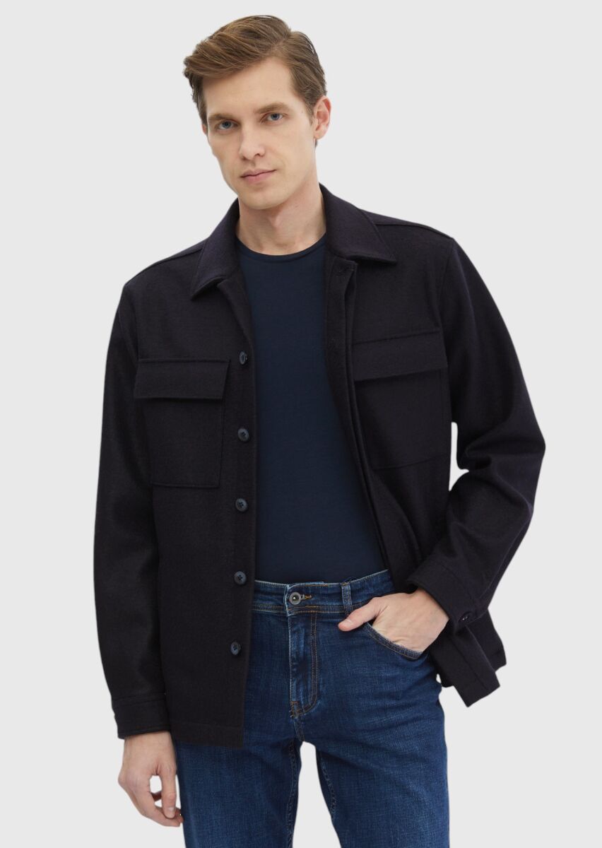 Navy Blue Overshirt - 1