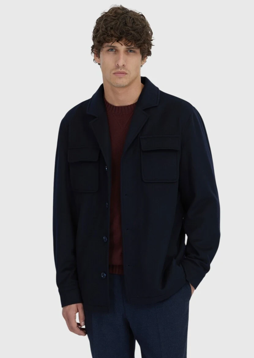 Navy Blue Overshirt - 1