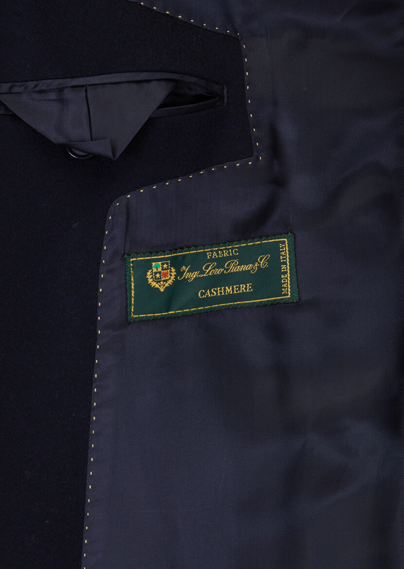 Navy Blue Oversize Fit Casual Weaving Overcoat - 6