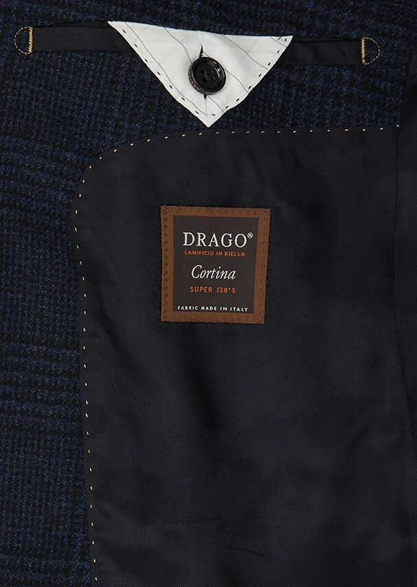 Navy Blue Patterned Regular Fit 100% Wool Jacket - 4