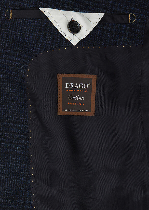 Navy Blue Patterned Regular Fit 100% Wool Jacket - 4