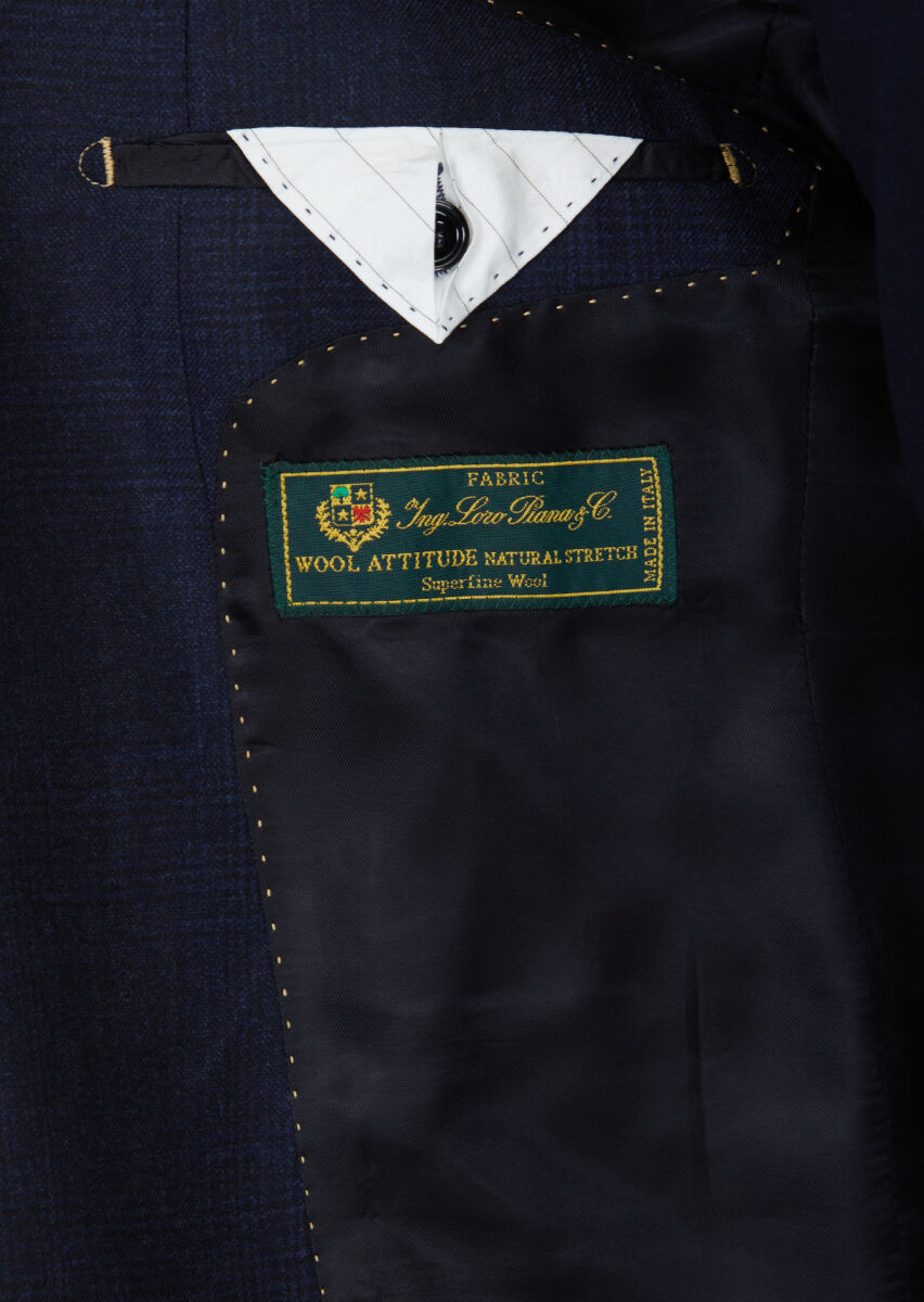 Navy Blue Patterned Regular Fit 100% Wool Jacket - 7