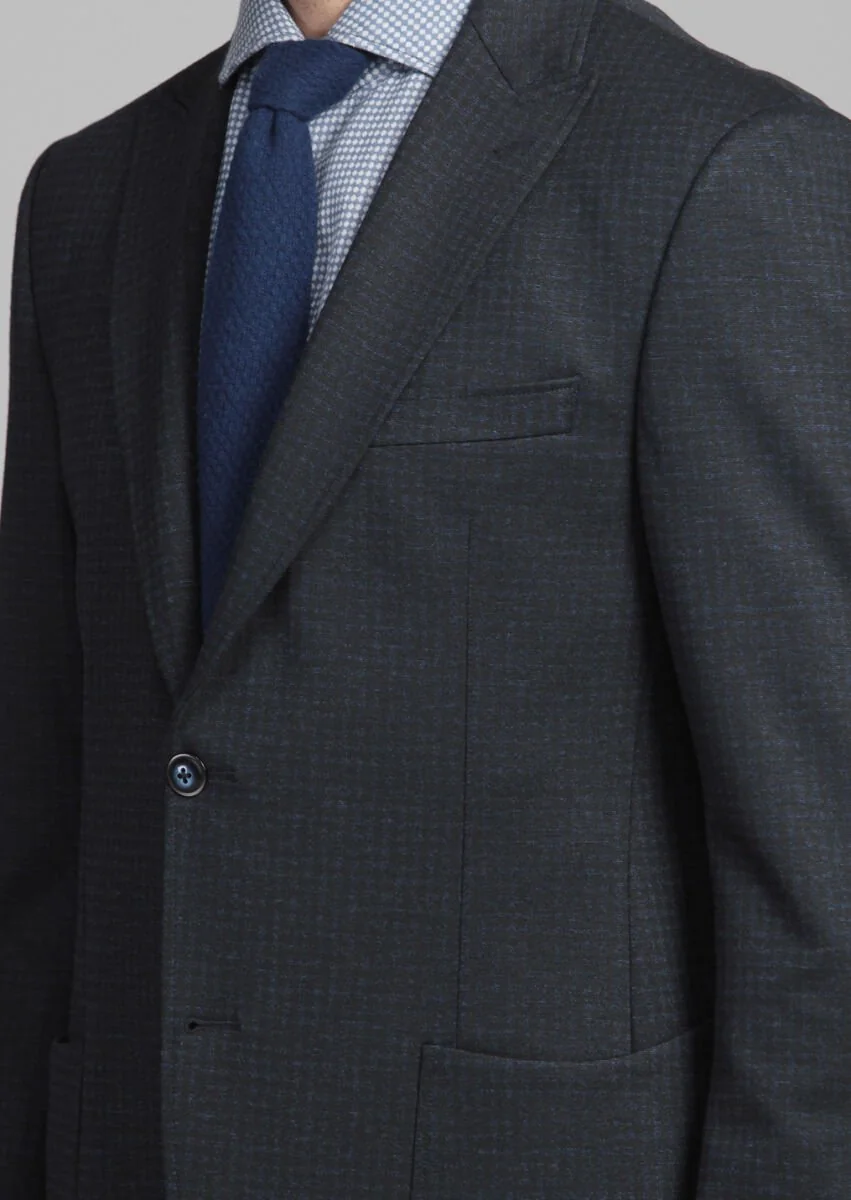 Navy Blue Patterned Zeroweight Slim Fit Jacket - 4