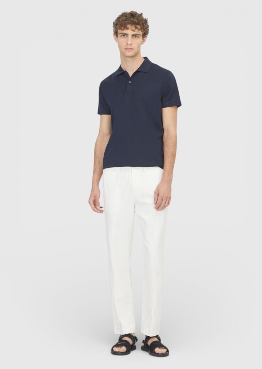 Navy Blue Plain 100% Cotton T-Shirt - 2