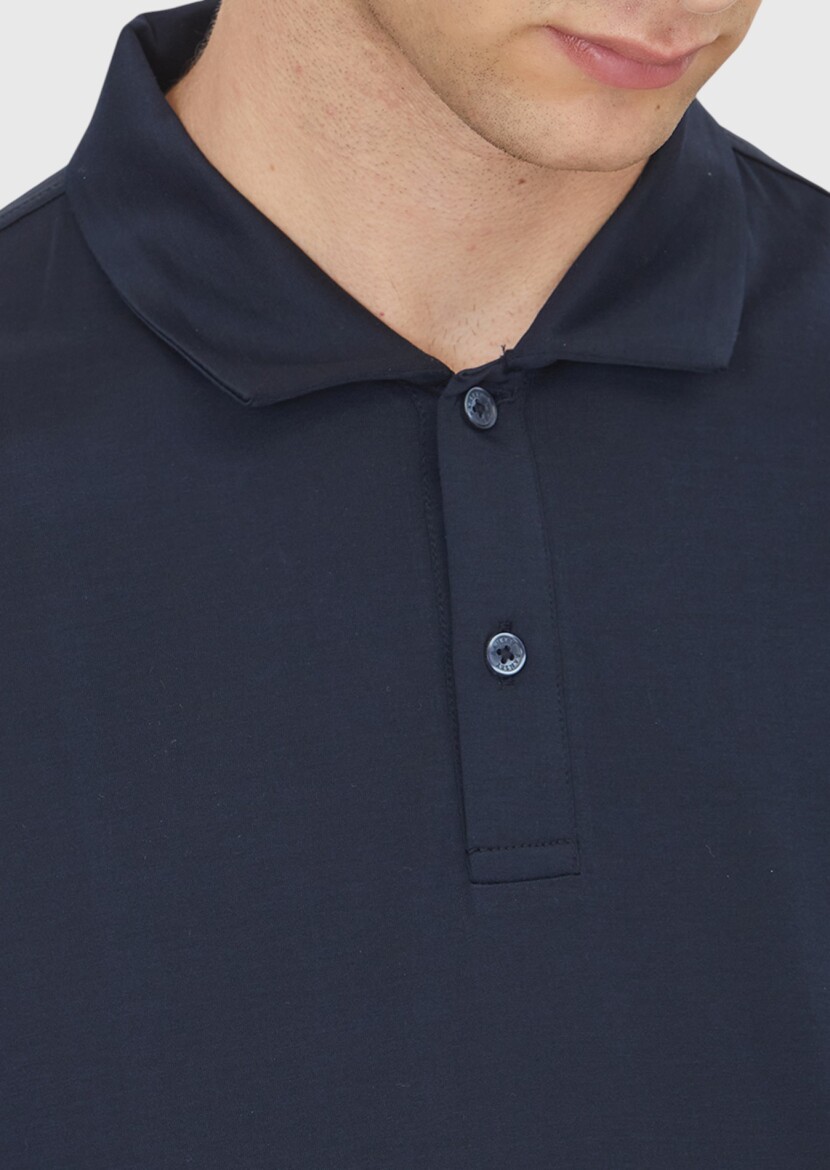 Navy Blue Plain 100% Cotton T-Shirt - 3