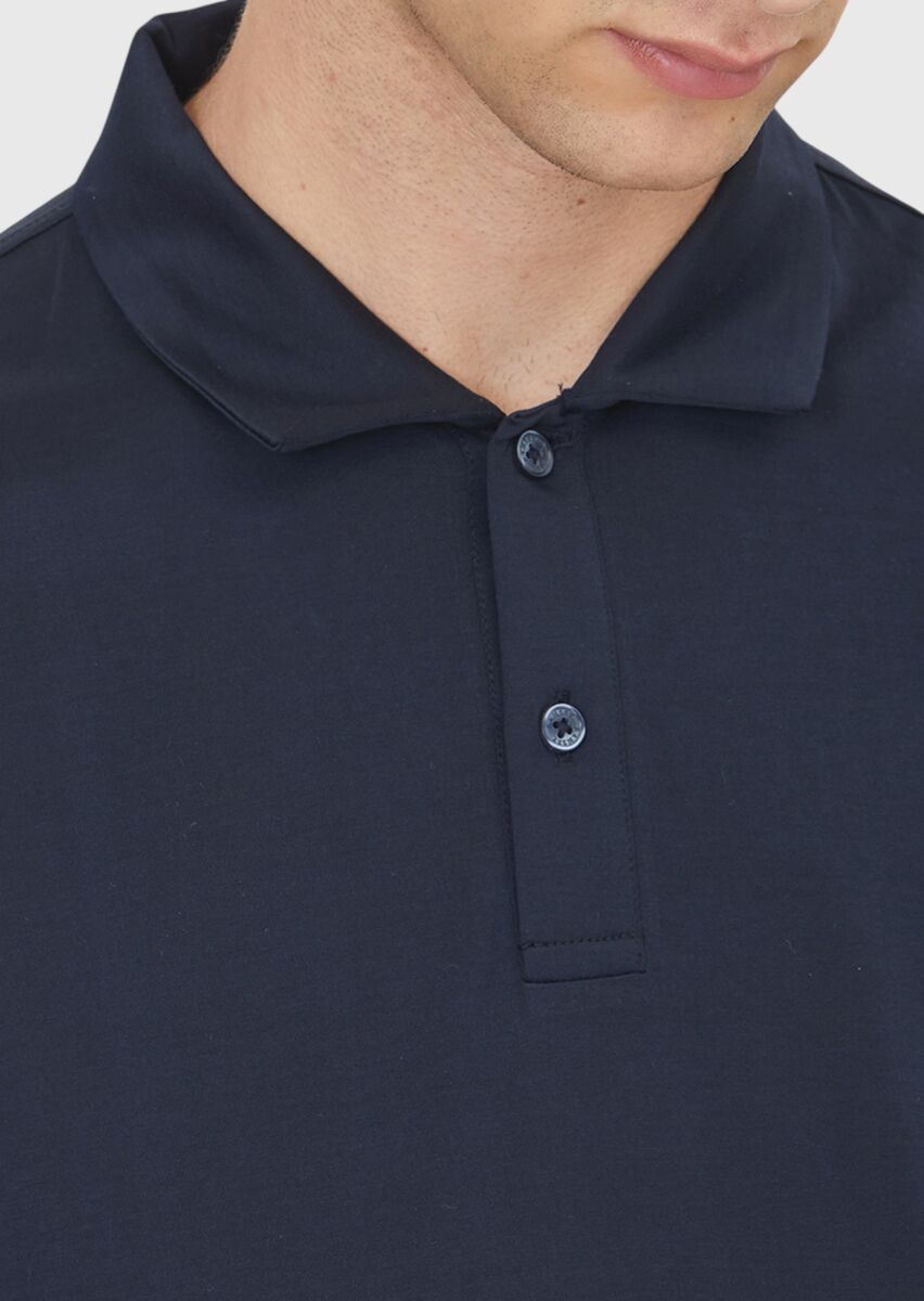 Navy Blue Plain 100% Cotton T-Shirt - 3