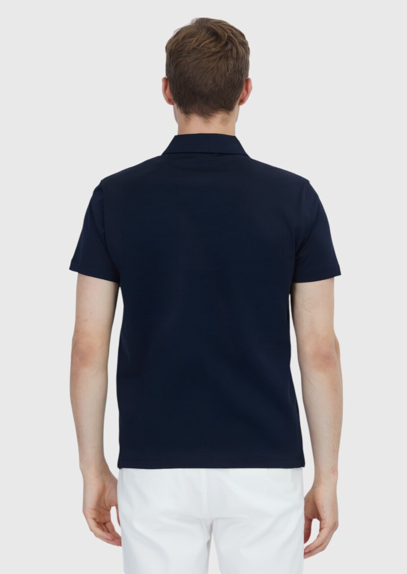 Navy Blue Plain 100% Cotton T-Shirt - 5
