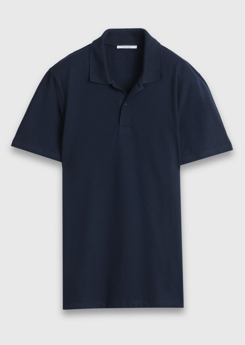 Navy Blue Plain 100% Cotton T-Shirt - 6