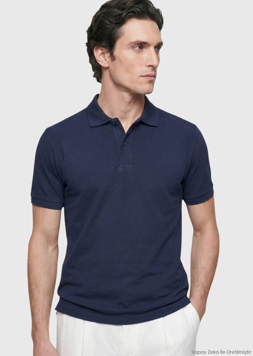 Navy Blue Plain 100% Cotton T-Shirt - RAMSEY