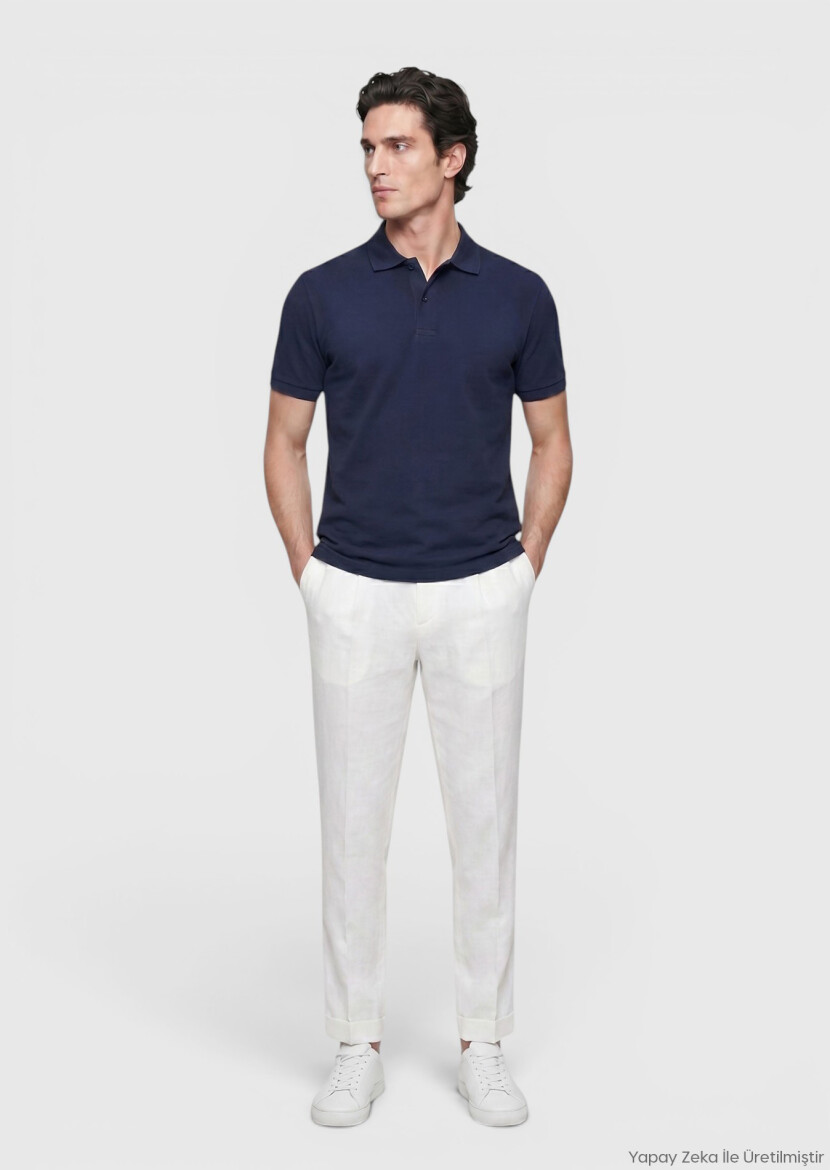 Navy Blue Plain 100% Cotton T-Shirt - RAMSEY