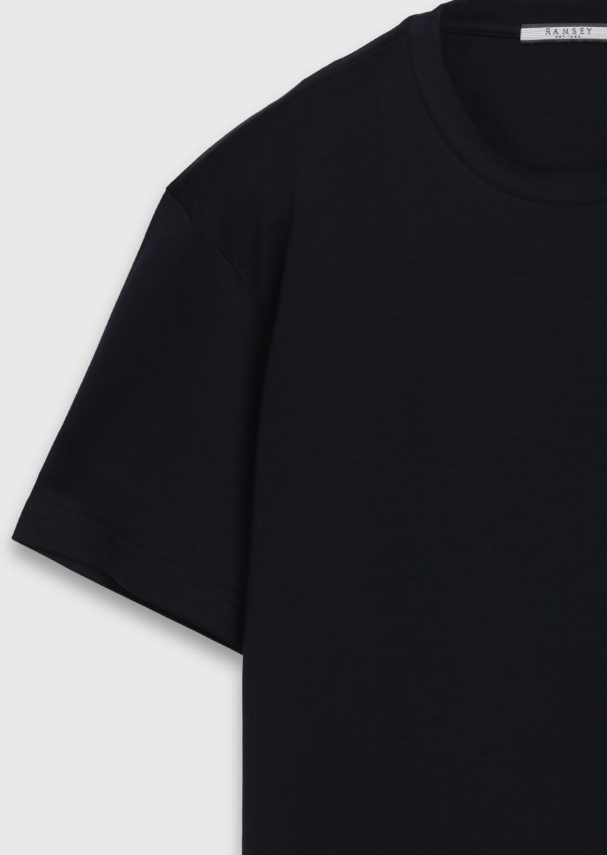 Navy Blue Plain 100% Cotton T-Shirt - 7