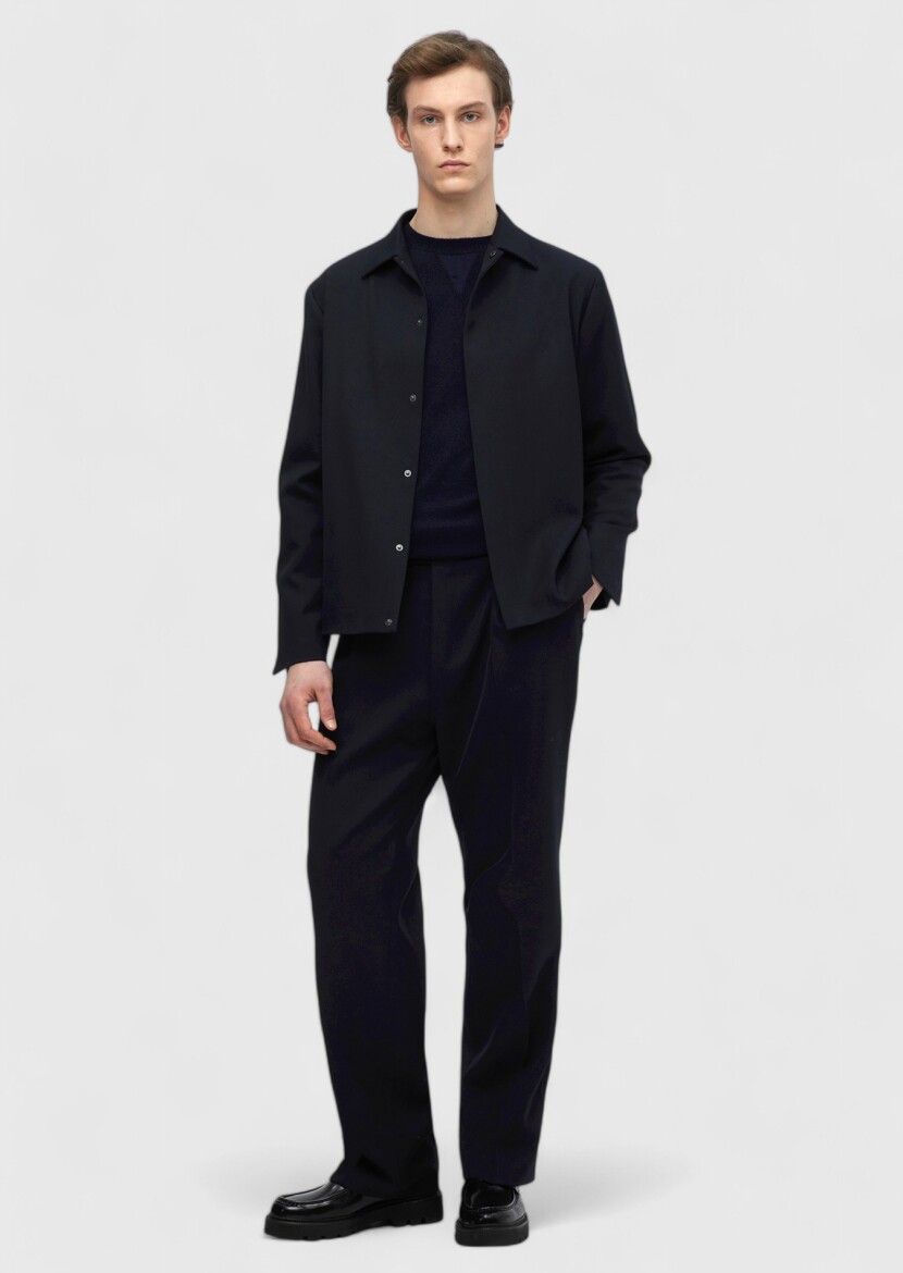 Navy Blue Plain Casual Fit 100% Wool Suit - RAMSEY