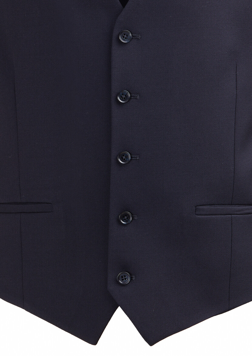 Navy Blue Plain Casual Waistcoat - 2