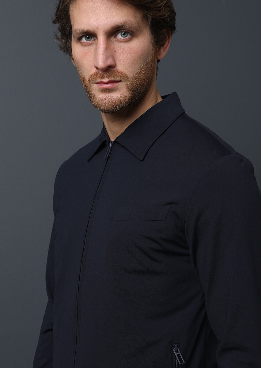 Navy Blue Plain Comfort Fit Suit - 2