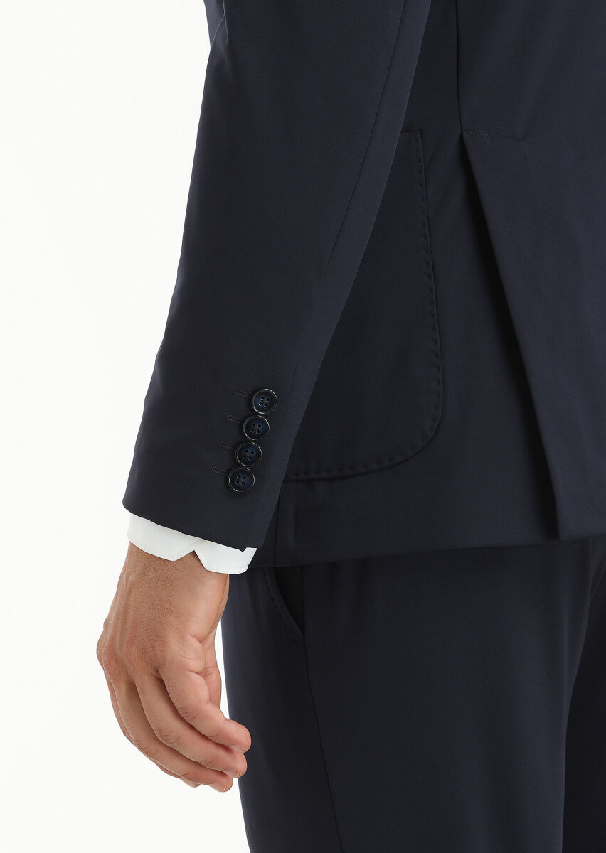 Navy Blue Plain Comfort Fit Suit - 5