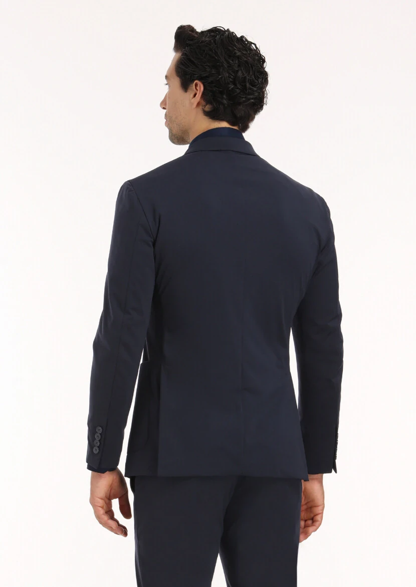 Navy Blue Plain Comfort Fit Suit - 9