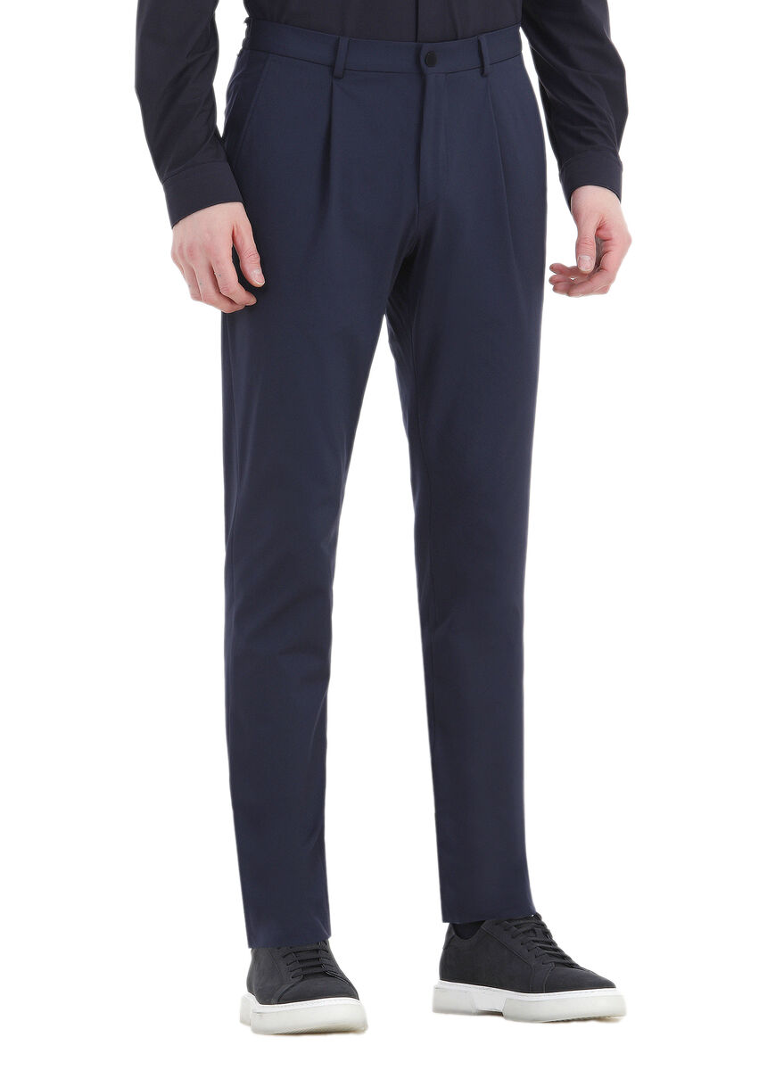 Navy Blue Plain Comfort Fit Suit - 4