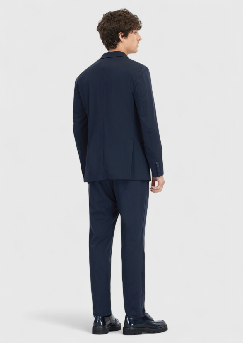 Navy Blue Plain Comfort Fit Suit - 8